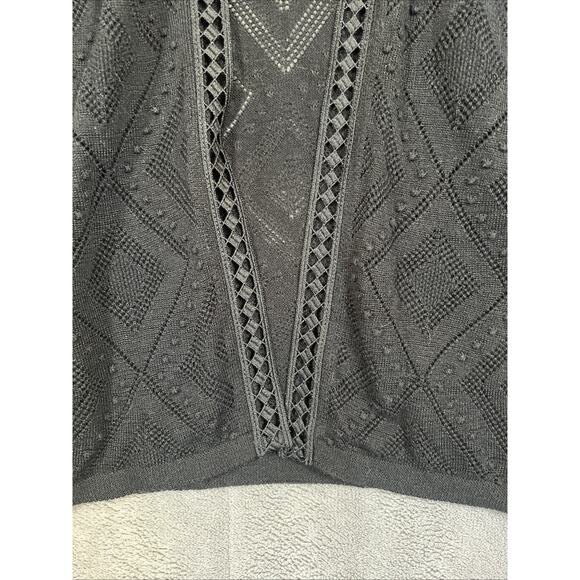 Chico's Cardigan Women's XL Black Open Crochet Lace Lightweight Sheer - Picture 5 of 11
